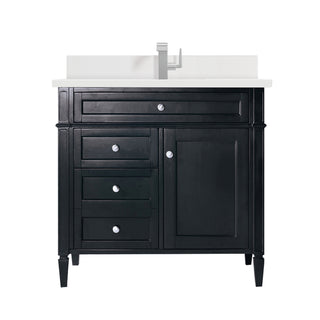 36 Inch Brittany Freestanding Vanity in Black Onyx / White Zeus Top