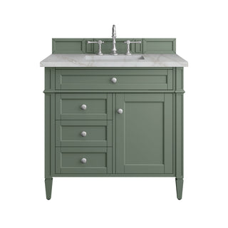 36 Inch Brittany Freestanding Vanity in Smokey Celadon / Victorian Silver Top