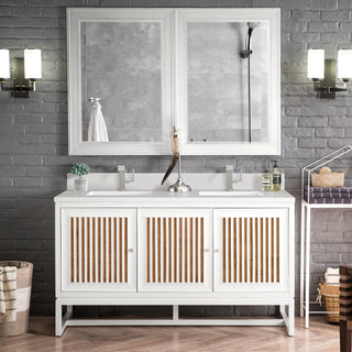 60 Inch Athens Dual Mount Vanity in Glossy White / White Zeus Top