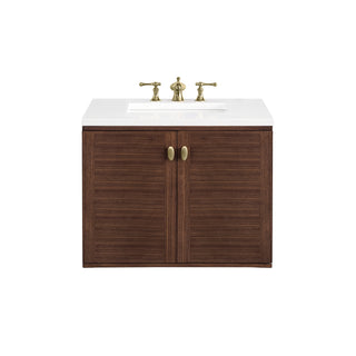 30 Inch Amberly Dual Mount Vanity in Mid-Century Walnut / White Zeus Top