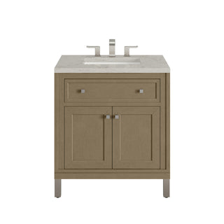 30 Inch Chicago Freestanding Vanity in Walnut Whisper / Victorian Silver Top