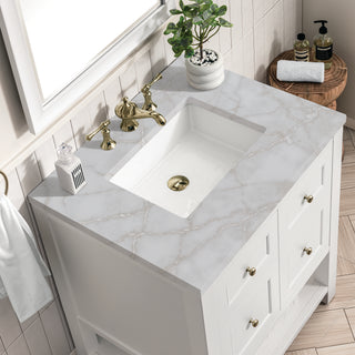 30 Inch Breckenridge Freestanding Vanity in Bright White / Victorian Silver Top