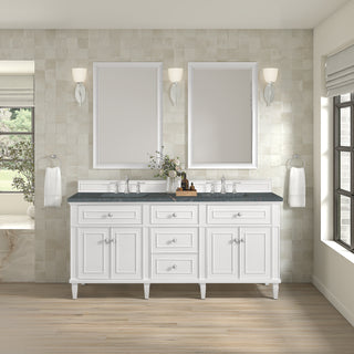 72 Inch Lorelai Freestanding Vanity in Bright White / Parisien Bleu Top