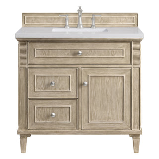 36 Inch Lorelai Freestanding Vanity in Whitewashed Oak / White Zeus Top