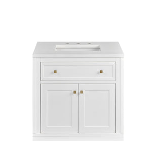 30 Inch Chicago Freestanding Vanity in Glossy White / White Zeus Top