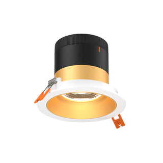 4in Modular Downlight, 5CCT, 20 degree Beam Angle, Regressed, Gold, White Trim