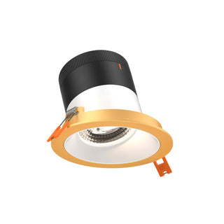 4in Modular Downlight, 5CCT, 20 degree Beam Angle, Slope Ceiling, White, Gold Trim