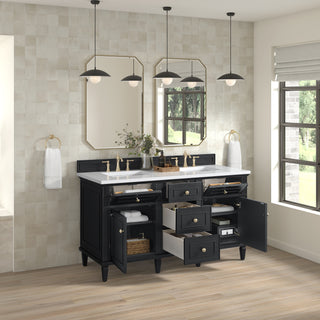 60 Inch Lorelai Freestanding Vanity in Black Onyx / White Zeus Top