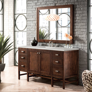 60 Inch Addison Freestanding Vanity in Mid-Century Acacia / Lime Delight Top