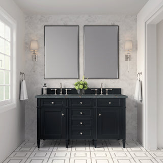 60 Inch Brittany Freestanding Vanity in Black Onyx / Parisien Bleu Top