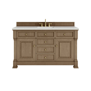 60 Inch Brookfield Freestanding Vanity in Pecan / Lime Delight Top