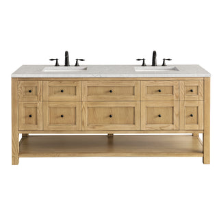 72 Inch Breckenridge Freestanding Vanity in Light Natural Oak / Eternal Jasmine Pearl Top