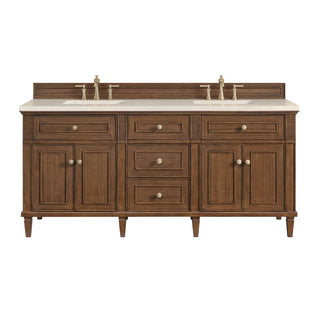 72 Inch Lorelai Freestanding Vanity in Mid-Century Walnut / Eternal Marfil Top