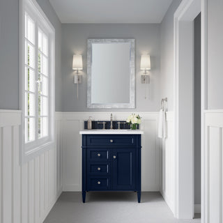 30 Inch Brittany Freestanding Vanity in Victory Blue / White Zeus Top