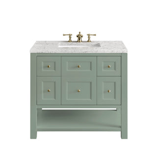 36 Inch Breckenridge Freestanding Vanity in Smokey Celadon / Eternal Jasmine Pearl Top
