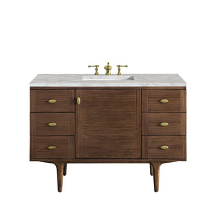 48 Inch Amberly Dual Mount Vanity in Mid-Century Walnut / Victorian Silver Top