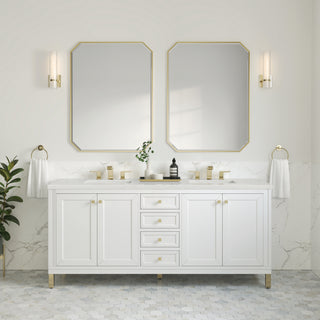 72 Inch Chicago Freestanding Vanity in Glossy White / Lime Delight Top