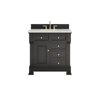36 Inch Brookfield Freestanding Vanity in Black Onyx / Lime Delight Top