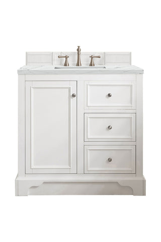 37.25 Inch De Soto Freestanding Vanity in Bright White / Ethereal Noctis Top