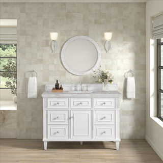 48 Inch Lorelai Freestanding Vanity in Bright White / Victorian Silver Top