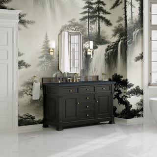 60 Inch Brookfield Freestanding Vanity in Black Onyx / Charcoal Soapstone Top