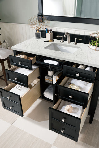 48 Inch Brittany Freestanding Vanity in Black Onyx / Eternal Jasmine Pearl Top
