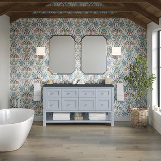 60 Inch Breckenridge Freestanding Vanity in Serenity Blue / Charcoal Soapstone Top