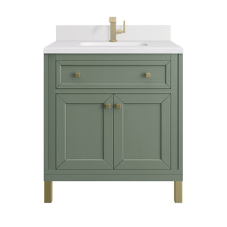 30 Inch Chicago Freestanding Vanity in Smokey Celadon / White Zeus Top