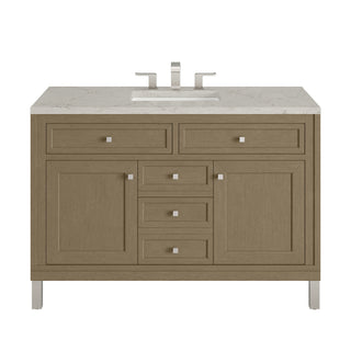 48 Inch Chicago Freestanding Vanity in Walnut Whisper / Victorian Silver Top