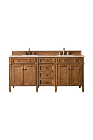72 Inch Brittany Freestanding Vanity in Saddle Brown / Eternal Marfil Top