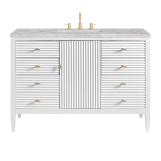 48 Inch Myrrin Freestanding Vanity in Bright White / Victorian Silver Top
