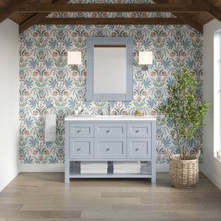 48 Inch Breckenridge Freestanding Vanity in Serenity Blue / White Zeus Top