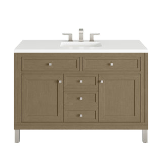 48 Inch Chicago Freestanding Vanity in Walnut Whisper / White Zeus Top