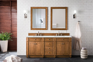 72 Inch Bristol Freestanding Vanity in Saddle Brown / Ethereal Noctis Top