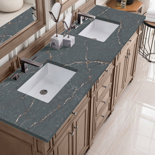 72 Inch Bristol Freestanding Vanity in Whitewashed Walnut / Parisien Bleu Top