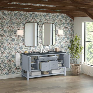 60 Inch Breckenridge Freestanding Vanity in Serenity Blue / Charcoal Soapstone Top