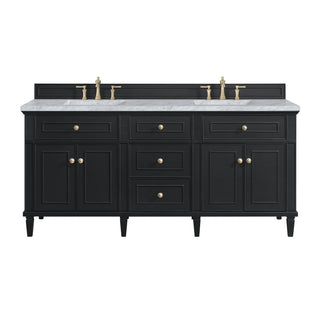 72 Inch Lorelai Freestanding Vanity in Black Onyx / Carrara White Top