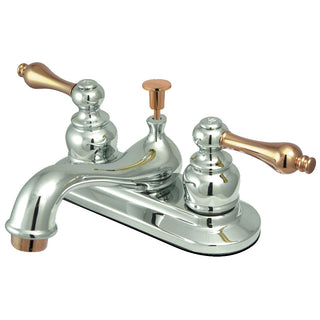 Restoration 4 Inch Centerset Bathroom Faucet in Polished Chrome/Polished Brass