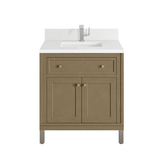 30 Inch Chicago Freestanding Vanity in Walnut Whisper / White Zeus Top