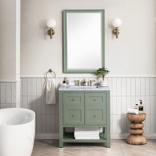 30 Inch Breckenridge Freestanding Vanity in Smokey Celadon / Carrara White Top