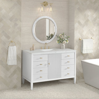 48 Inch Myrrin Freestanding Vanity in Bright White / Ethereal Noctis Top