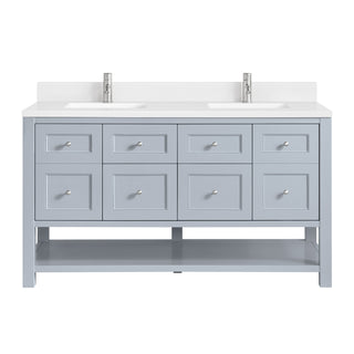 60 Inch Breckenridge Freestanding Vanity in Serenity Blue / White Zeus Top