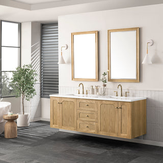 72 Inch Laurent Dual Mount Vanity in Light Natural Oak / White Zeus Top