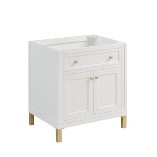 30 Inch Chicago Freestanding Vanity in Glossy White / White Zeus Top