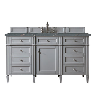 60 Inch Brittany Freestanding Vanity in Urban Gray / Parisien Bleu Top