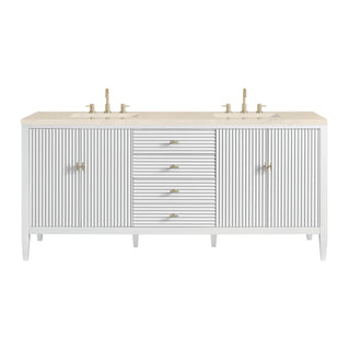 72 Inch Myrrin Freestanding Vanity in Bright White / Eternal Marfil Top