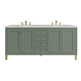 72 Inch Chicago Freestanding Vanity in Smokey Celadon / Eternal Jasmine Pearl Top
