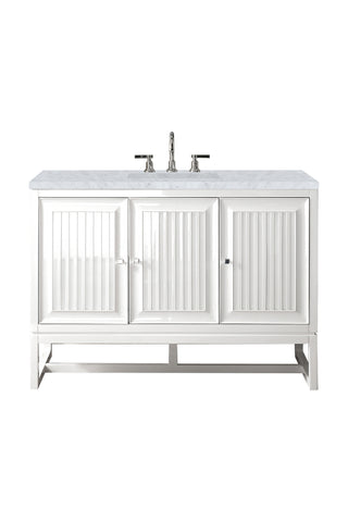 48 Inch Athens Dual Mount Vanity in Glossy White / Carrara White Top