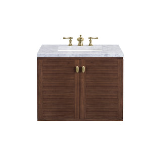 30 Inch Amberly Dual Mount Vanity in Mid-Century Walnut / Carrara White Top