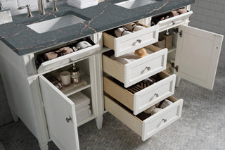 60 Inch Brittany Freestanding Vanity in Bright White / Parisien Bleu Top